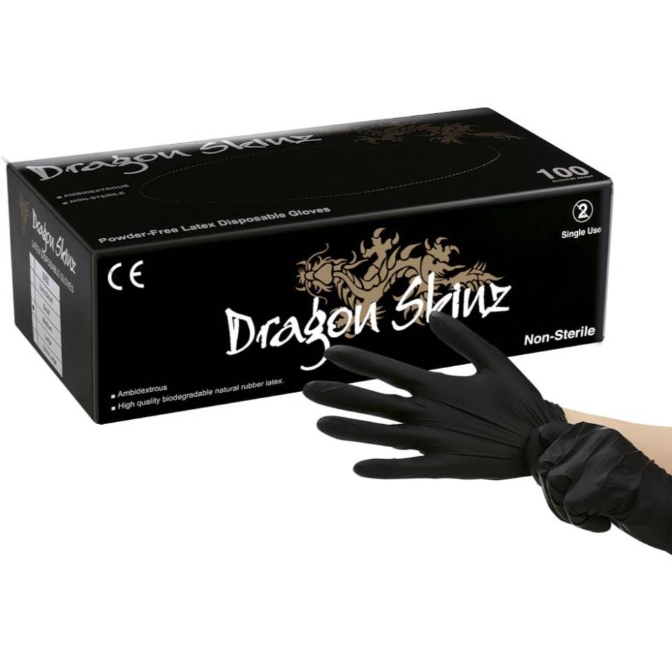 Vente de gants en latex sans poudre noirs Dragon Skin pour professionnels de santé à Mulhouse