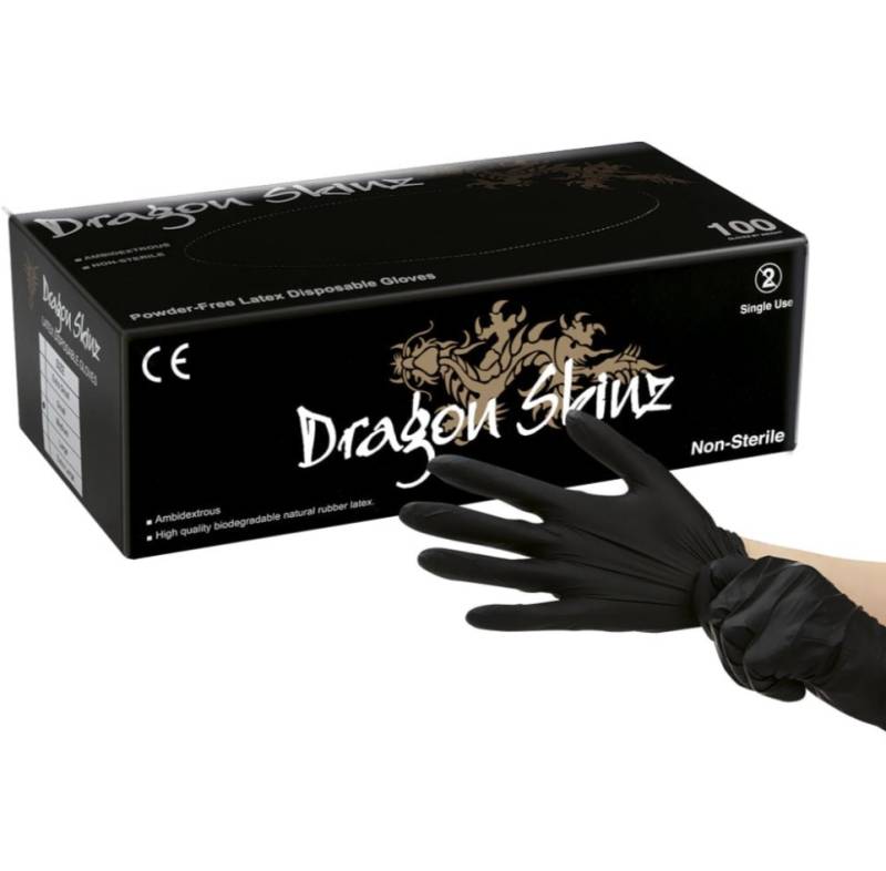 Vente de gants en latex sans poudre noirs Dragon Skin pour professionnels de santé à Mulhouse